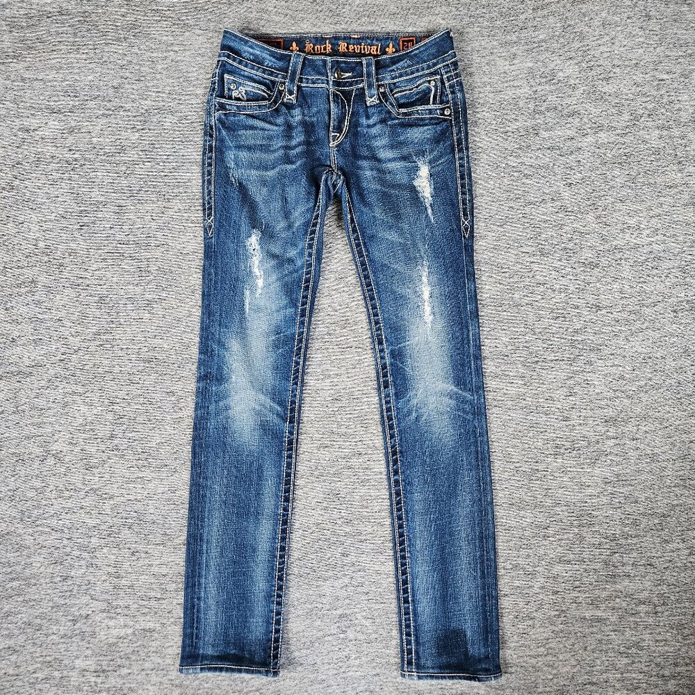 Rock Revival Women's Jeans Size 28 Studded Noelle Low Rise Skinny Distressed